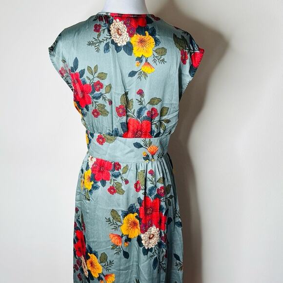 Zara Green Floral Satin Shorts Jumpsuit - Picture 11 of 11